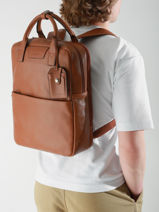 Sac  Dos Business Flandres 2 Compartiments Cuir Etrier Marron flandres EFLA8272-vue-porte