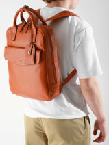 Sac  Dos Business Flandres 1 Compartiment Cuir Etrier Orange flandres EFLA8271-vue-porte