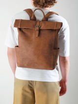 Sac  Dos Spider 2 Compartiments Cuir Etrier Marron spider ESPI8102-vue-porte