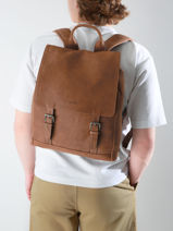Sac  Dos Spider Business 1 Compartiment Etrier Marron spider ESPI8191-vue-porte