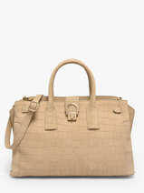 Satchel M Equestre Croco Leather Etrier Beige equestre croco EEQC142M-vue-porte